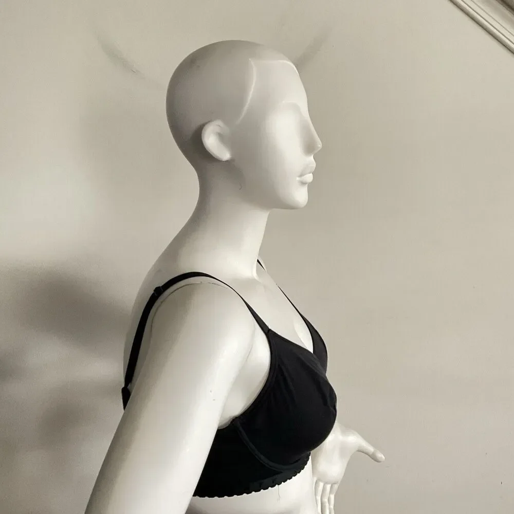 Savage X Fenty Cotton Jersey Bra 38D Black Unlined Underwire NWT